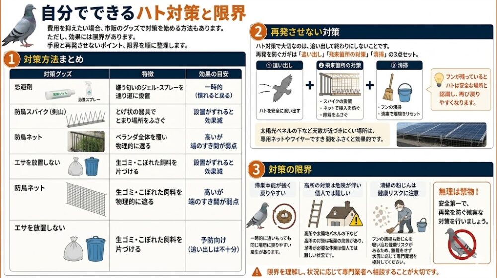 自分でできるハト対策と限界