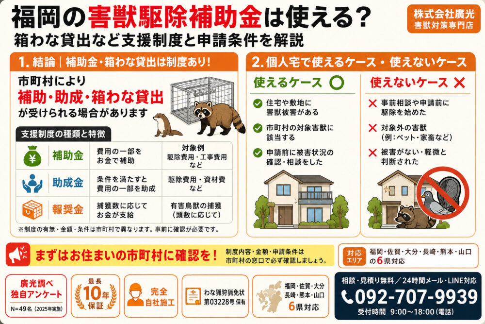 【pinechan】福岡の害獣駆除補助金は使える？箱わな貸出など支援制度と申請条件を解説
