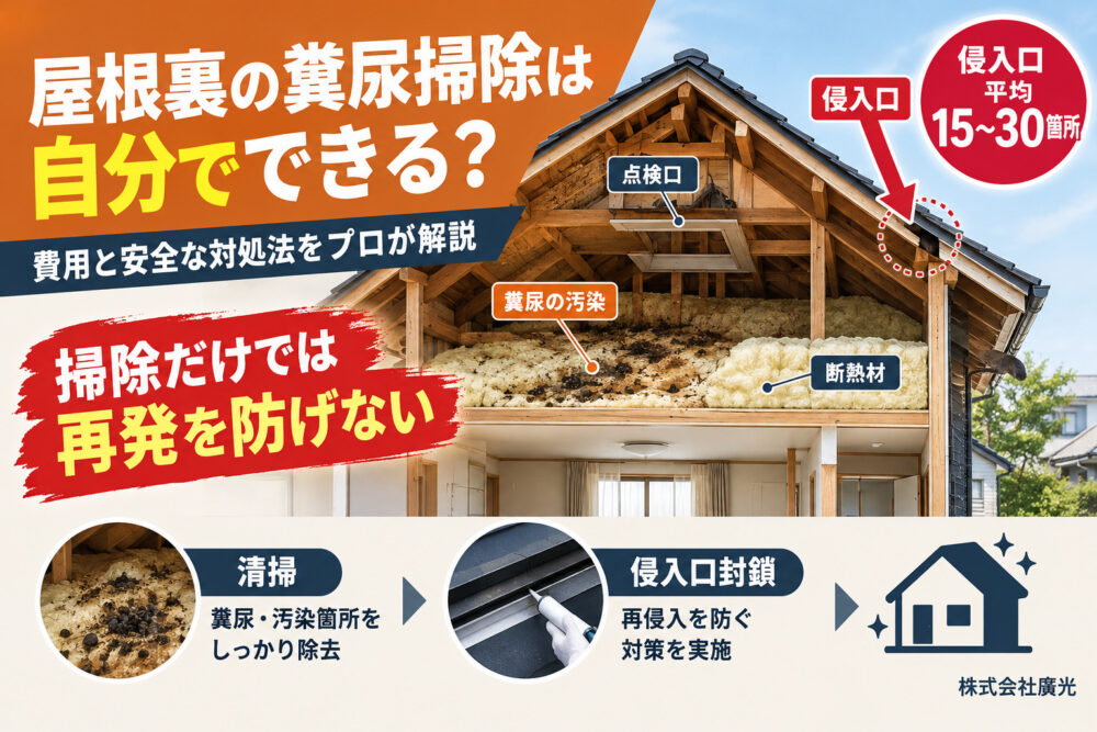 執筆中vanrogh│屋根裏の動物の糞尿掃除は自分でできる？費用と手順をプロが解説