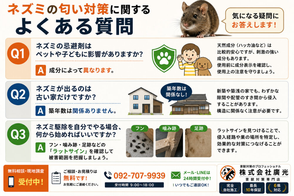 ネズミの匂い対策に関するよくある質問