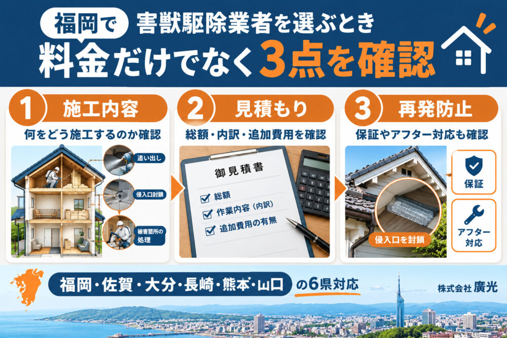 【福岡版】害獣駆除業者の選び方完全ガイド｜費用相場も解説
