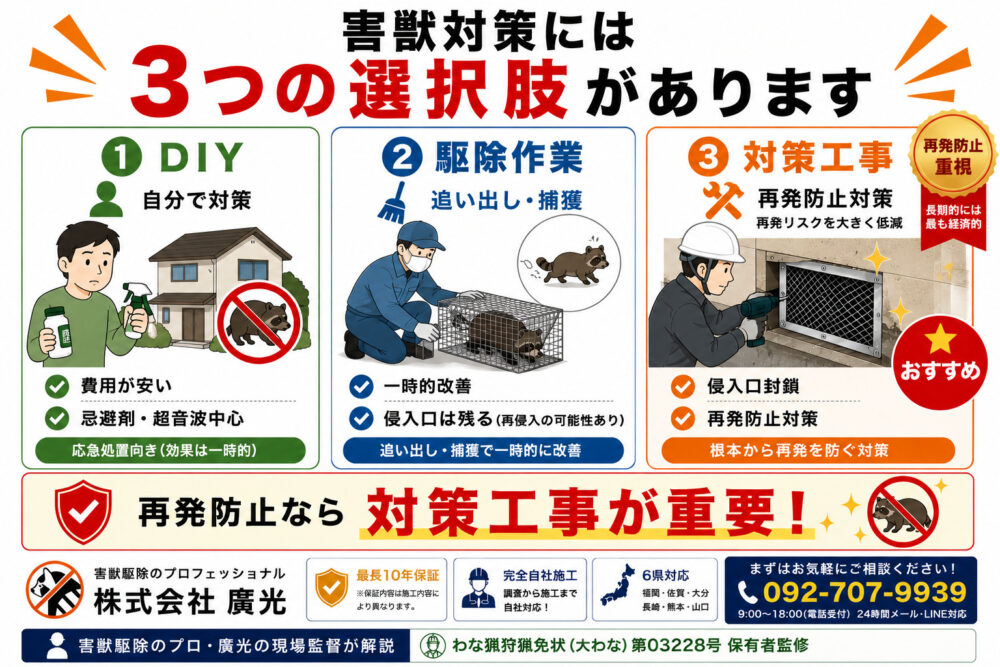 害獣対策には3つの選択肢｜本当に必要なのはどれか