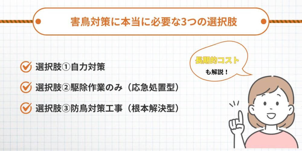 害鳥対策には3つの選択肢｜本当に必要なのはどれか
