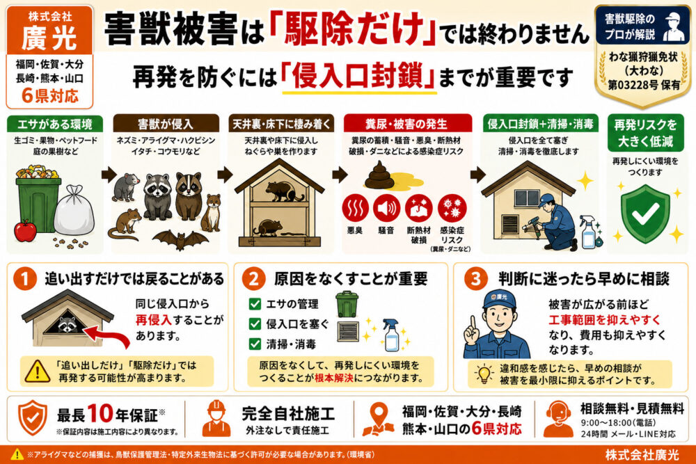 害獣被害の原因と対策｜自力駆除の限界と業者依頼の判断基準