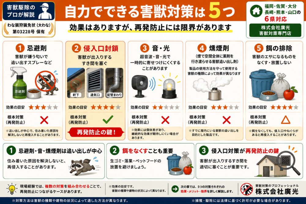 自力でできる害獣対策5選|効果と限界を正直に解説