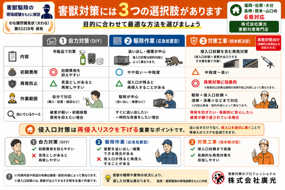 害獣対策には3つの選択肢|本当に必要なのはどれか