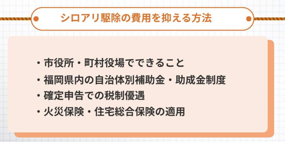 シロアリ駆除の費用を抑える方法