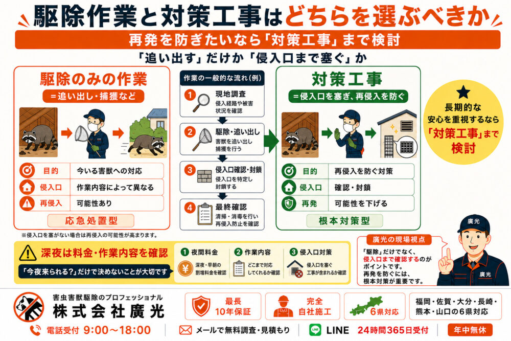 駆除作業と対策工事はどちらを選ぶべきか