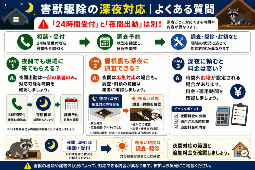 害獣駆除の深夜対応に関するよくある質問