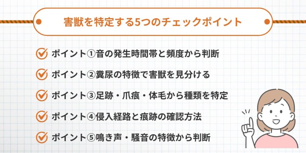害獣を特定するチェックポイント