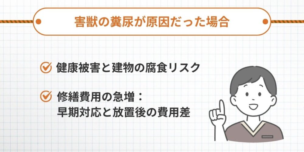 害獣の糞尿が原因だった場合