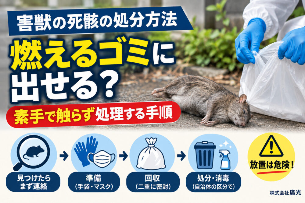 害獣の死骸の処分方法｜燃えるゴミに出せる？素手で触らず処理する手順