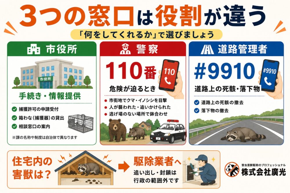 3つの窓口は役割が違う