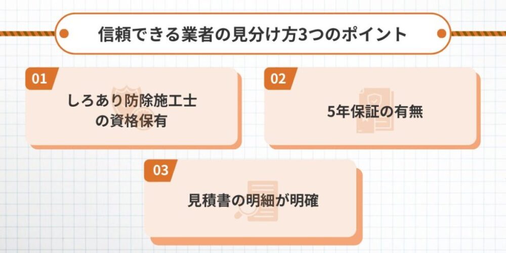 信頼できる業者の見分け方3つのポイント