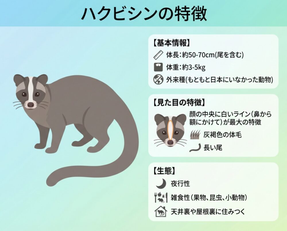 ハクビシンの特徴と見分け方｜タヌキやアライグマとの違い