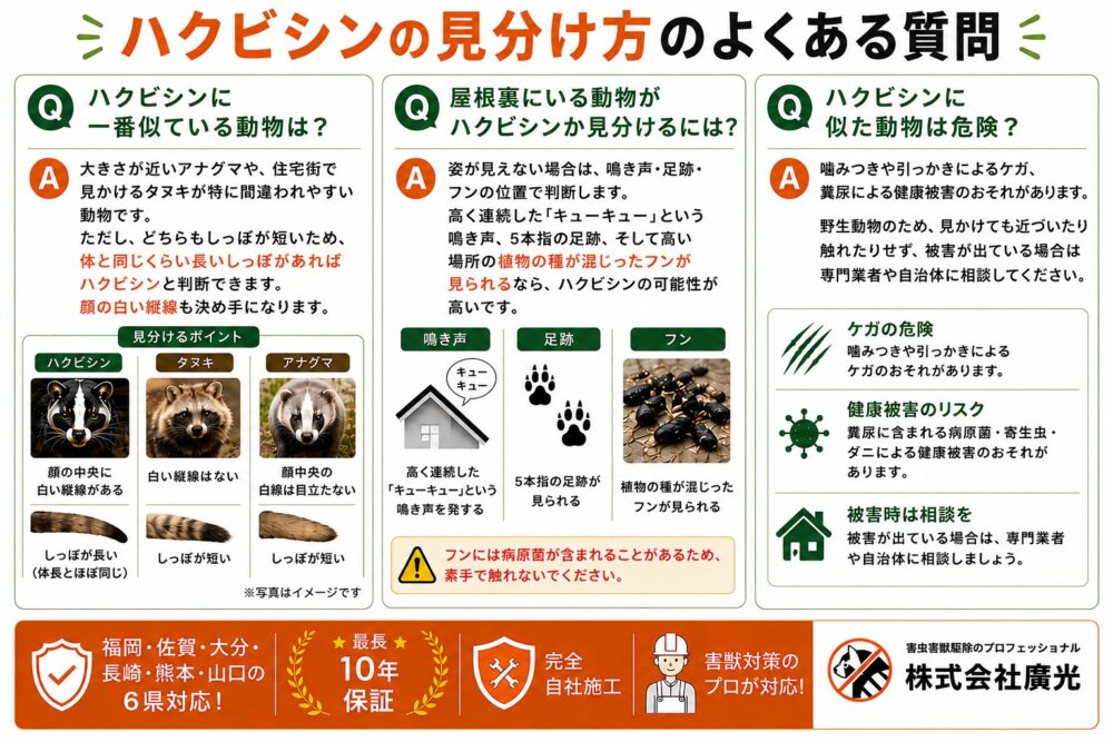 ハクビシンの見分け方のよくある質問