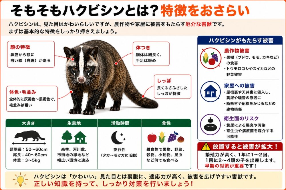そもそもハクビシンとは？特徴をおさらい