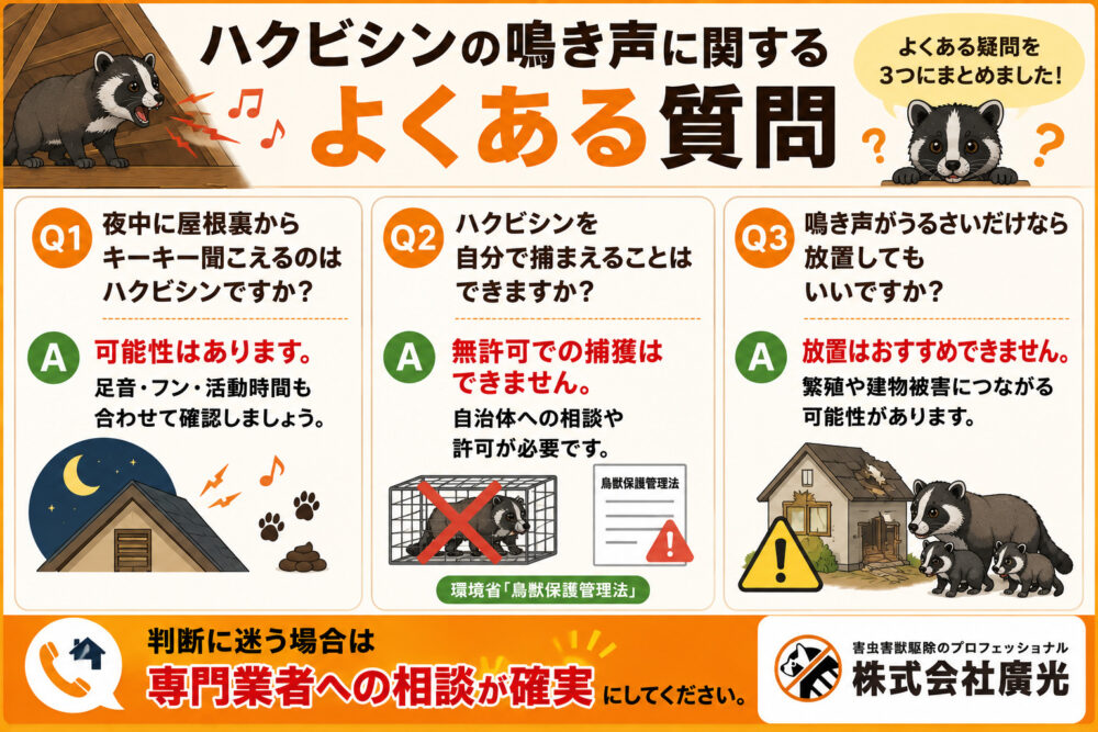 ハクビシンの鳴き声に関するよくある質問