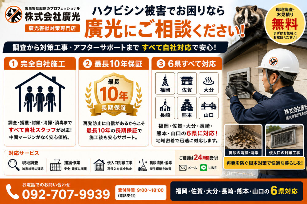 福岡・佐賀・大分など6県対応|廣光害獣対策専門店に相談する