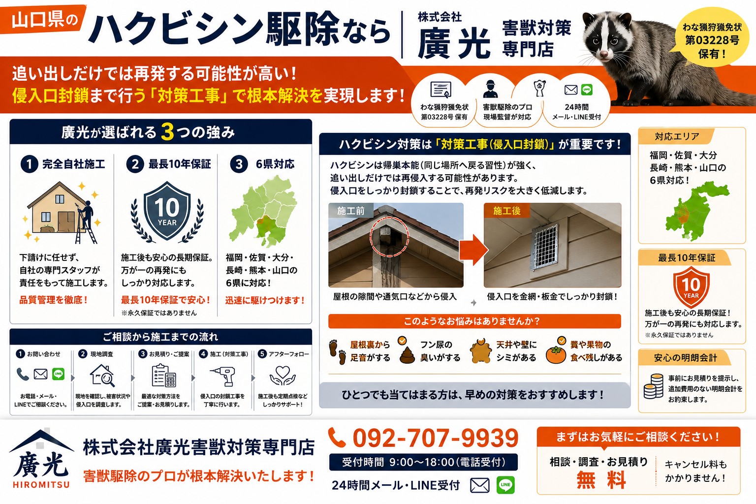 ハクビシン駆除なら株式会社廣光害獣対策専門店