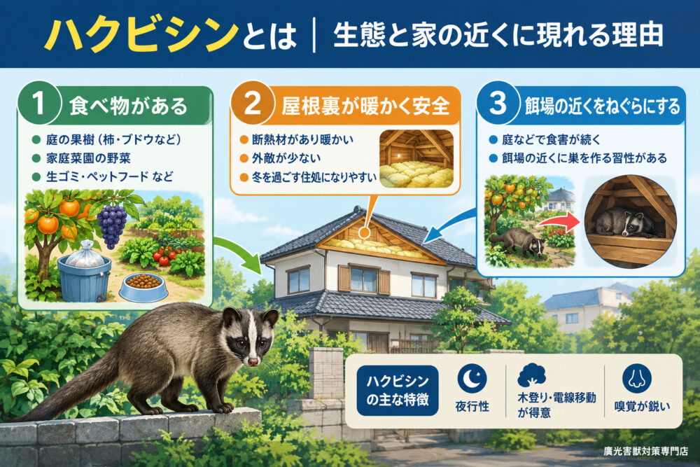 ハクビシンとは｜生態と家の近くに現れる理由