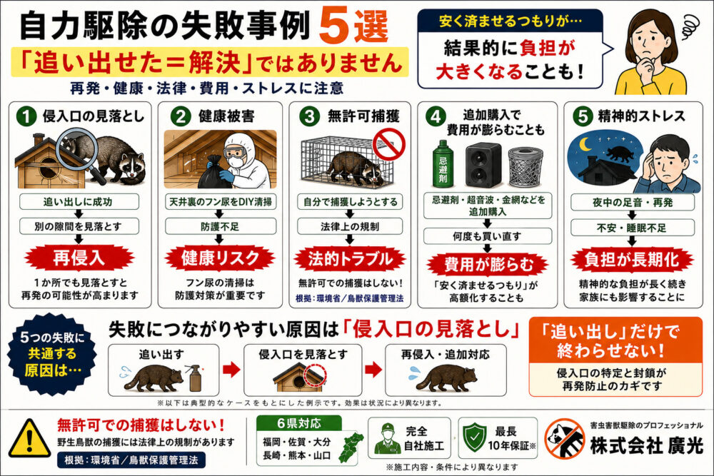 自力駆除の失敗事例5選｜なぜ再発が多発するのか