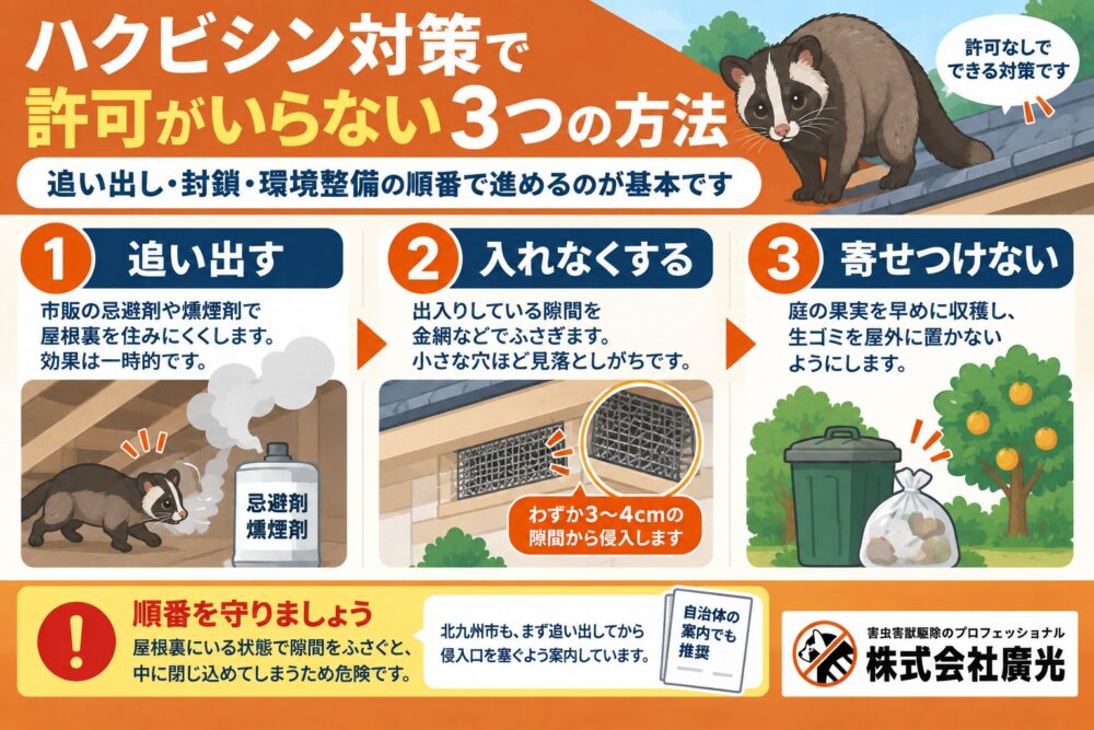 ハクビシン対策で許可がいらない方法
