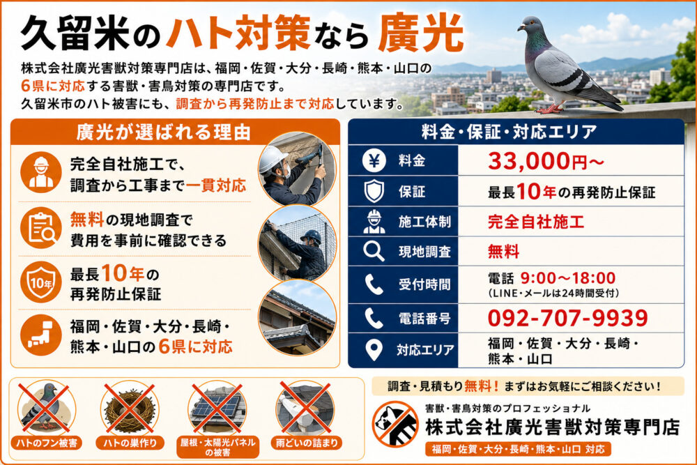 久留米のハト対策なら廣光