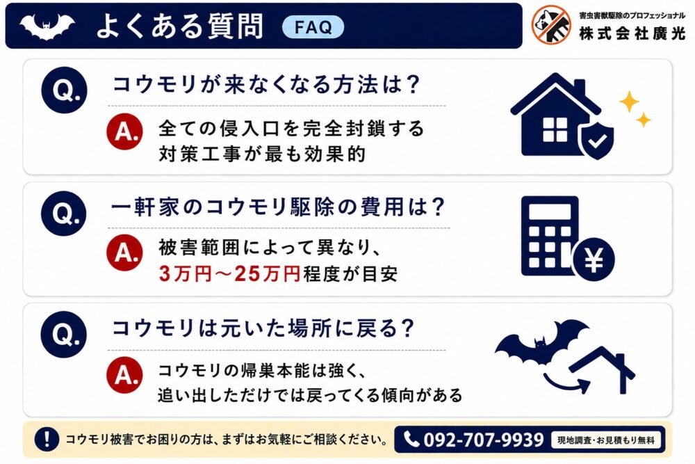 コウモリ駆除に関するよくある質問