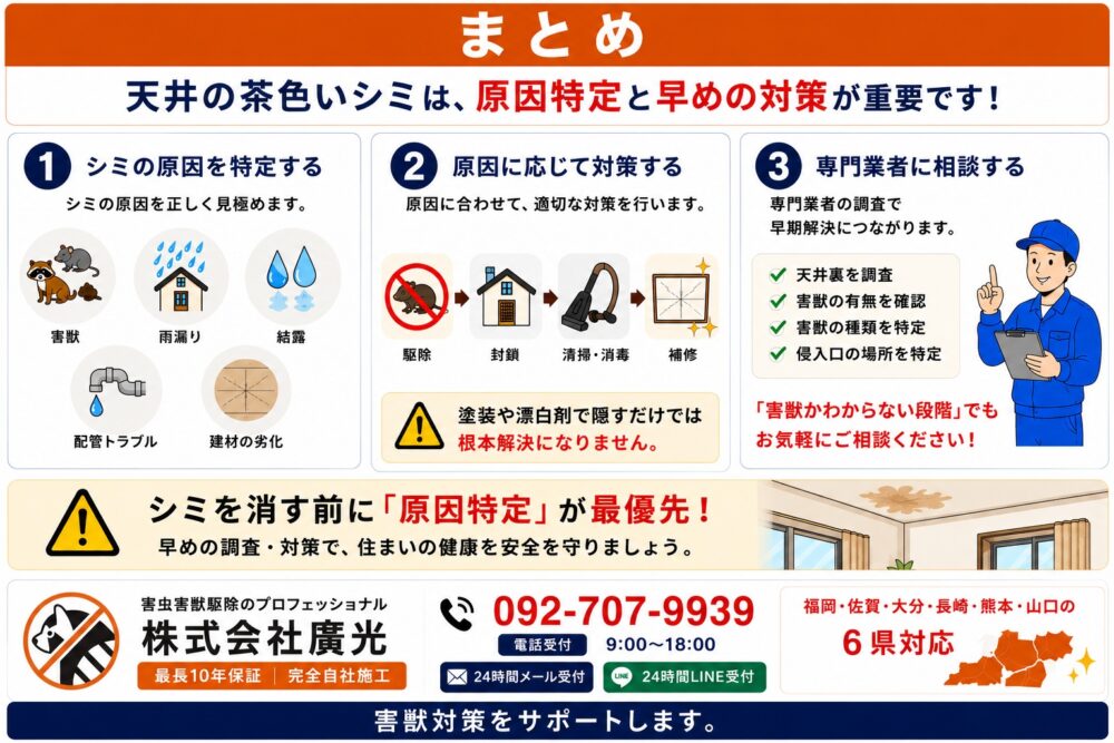 まとめ 天井のシミは原因特定