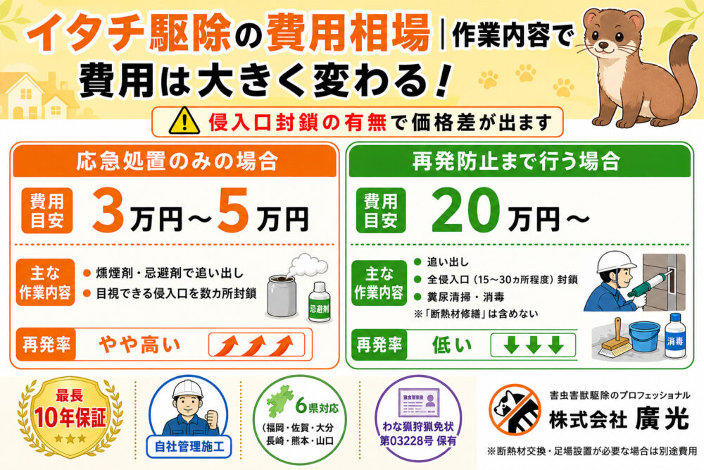 駆除作業と対策工事の違い｜再発させないためには侵入口封鎖が必須