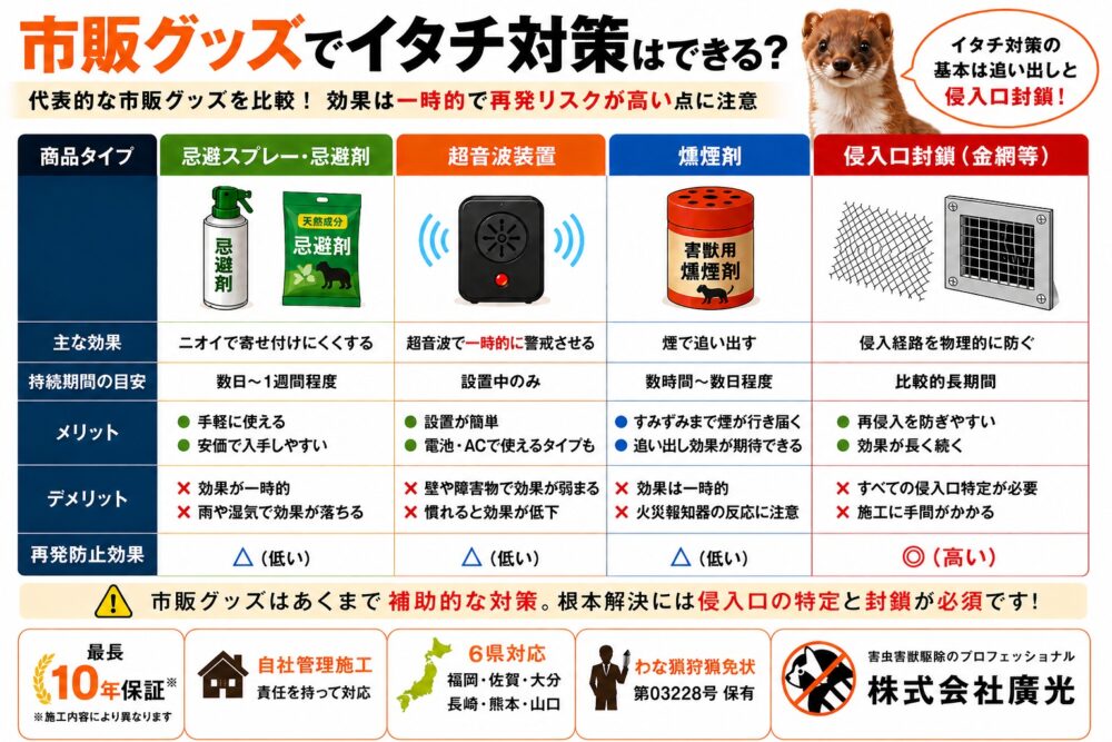 まずは自力でできるイタチ対策方法を詳しく解説