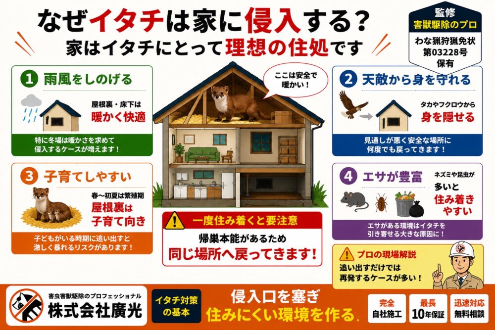 イタチが家に侵入する理由