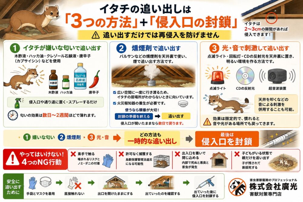 イタチを天井裏から追い出す3つの方法