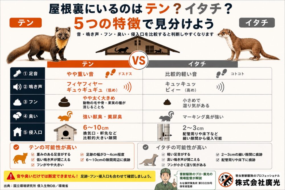 テン？イタチ？判断する方法