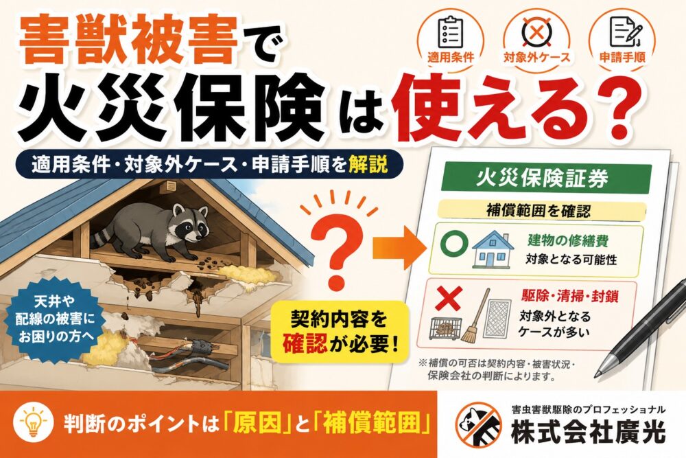 害獣被害で火災保険が使える適用条件は？対象外ケースと申請手順も解説