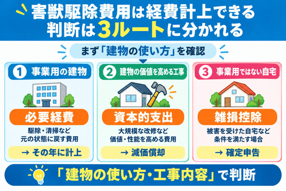 害獣駆除費用は経費計上できる｜判断は3ルートに分かれる