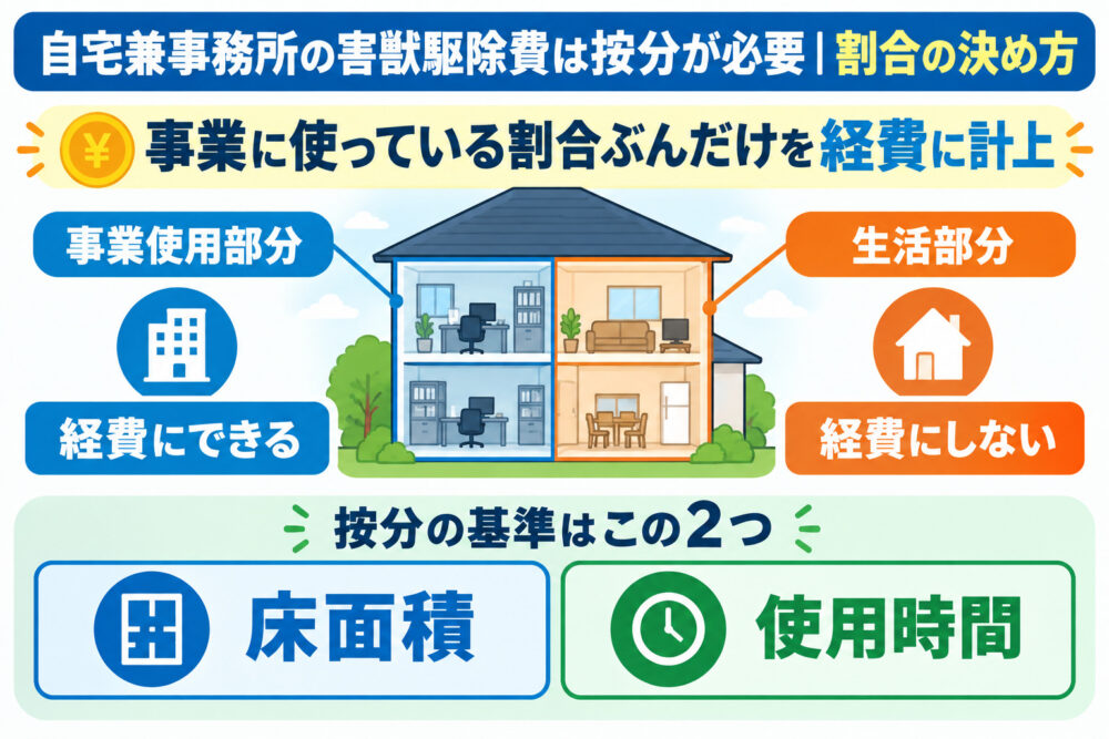 自宅兼事務所の害獣駆除費は按分が必要｜割合の決め方
