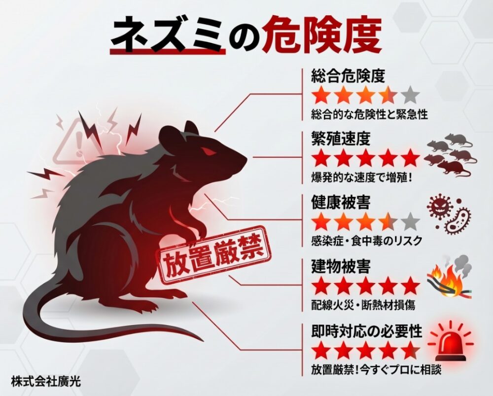ネズミは放置厳禁｜配線火災・感染症・爆発的繁殖の3大リスクがある害獣です