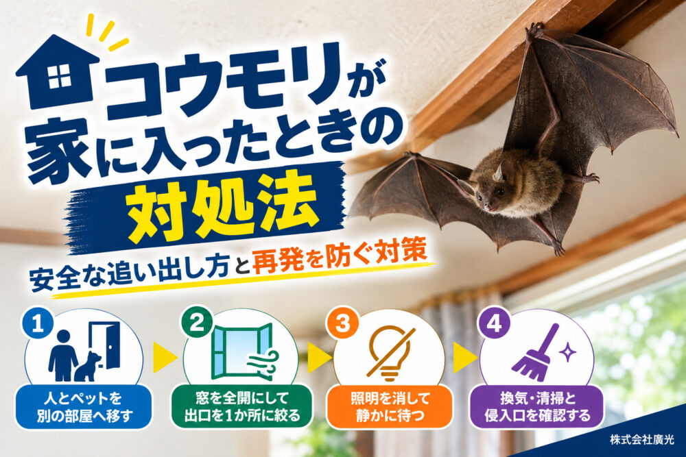 コウモリが家に入ったときの対処法｜安全な追い出し方と再発を防ぐ対策