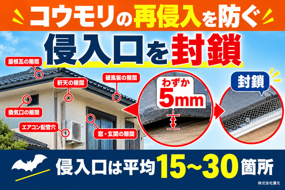 コウモリの再侵入を防ぐ|侵入経路の封鎖