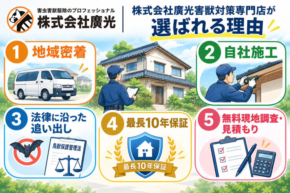 株式会社廣光害獣対策専門店が選ばれる理由