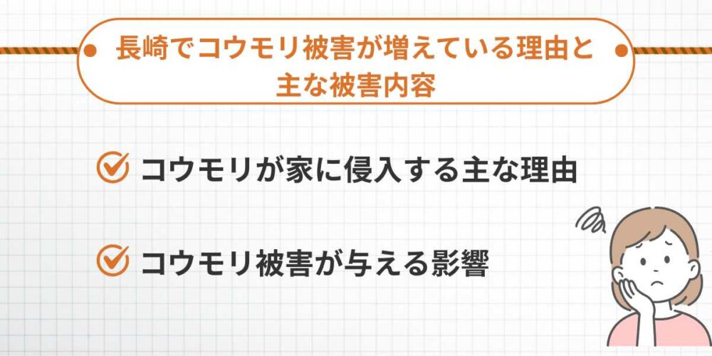 長崎でコウモリ被害が増えている理由と主な被害内容