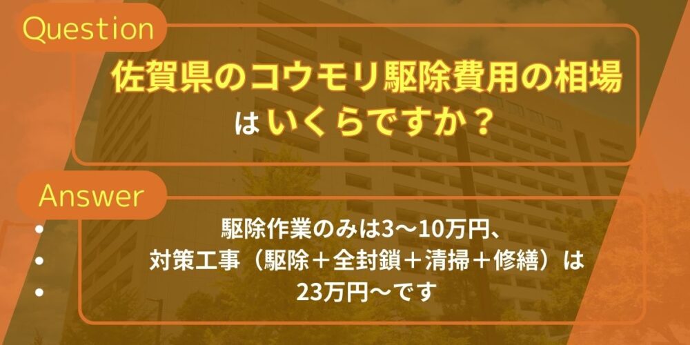 佐賀県のコウモリ駆除費用の相場はいくらですか？
