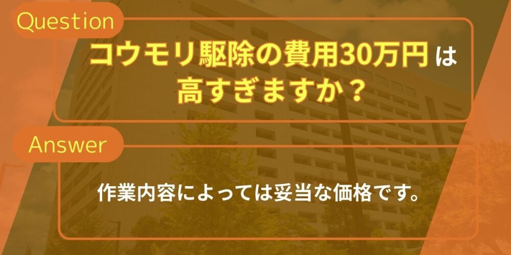 コウモリ駆除の費用30万円は高すぎますか？