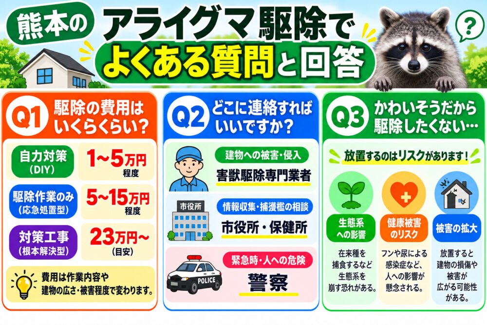 熊本のアライグマ駆除でよくある質問と回答