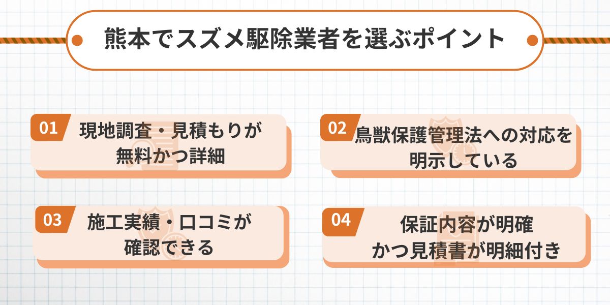 熊本でスズメ駆除業者を選ぶポイント