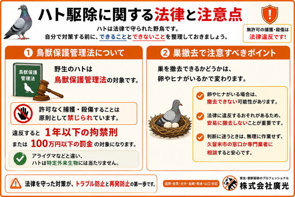 ハト駆除に関する法律と注意点