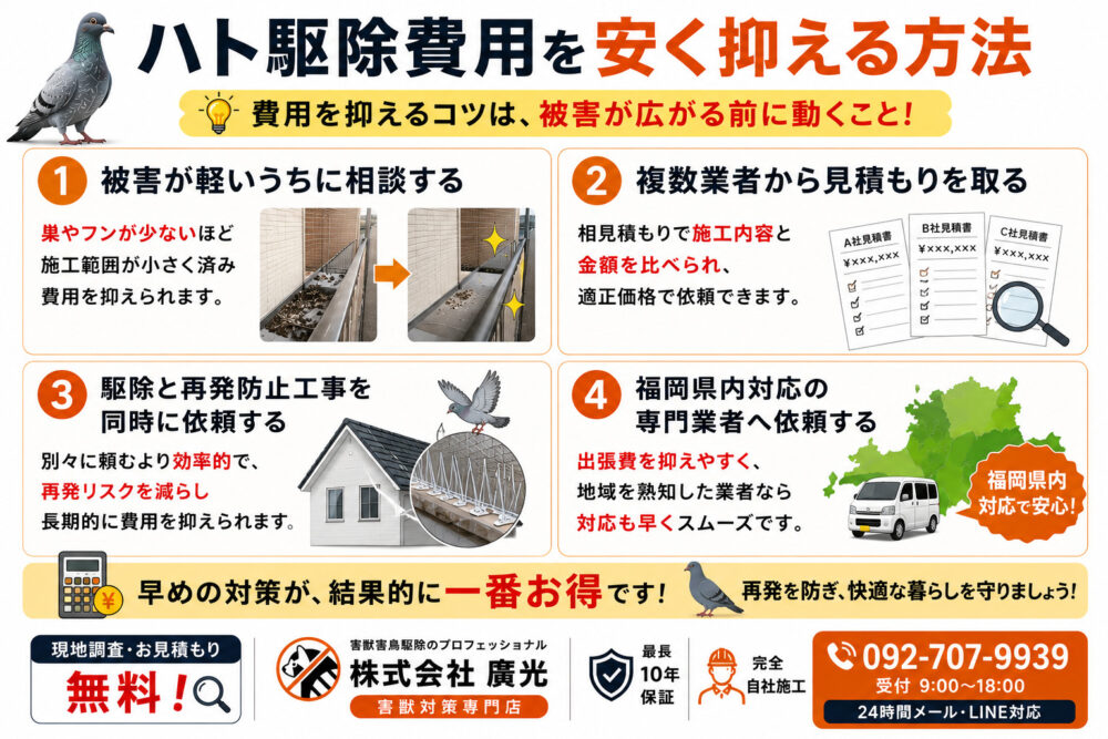 ハト駆除費用を安く抑える方法