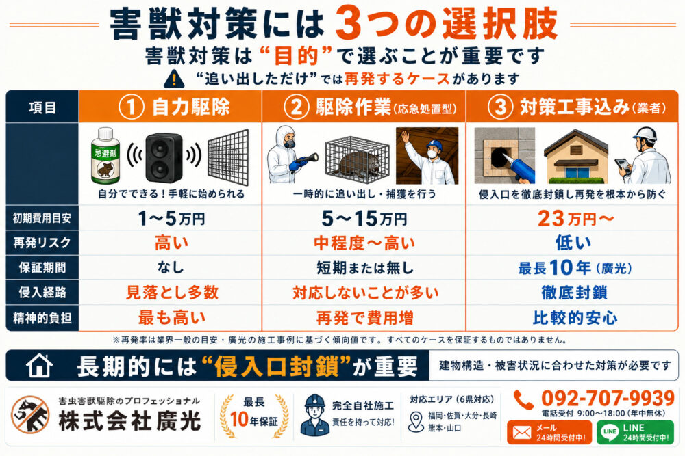害獣対策には3つの選択肢